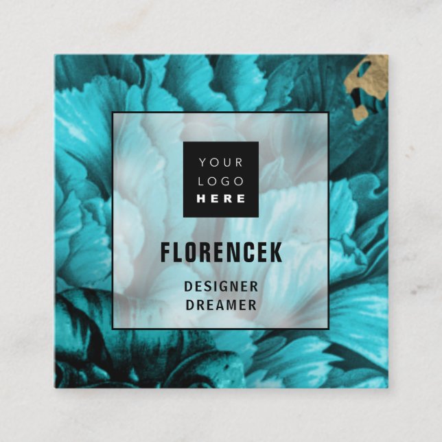 Anpassningsbarnas Logotyp QR CODE Beautique Blommi Fyrkantigt Visitkort (Framsida)