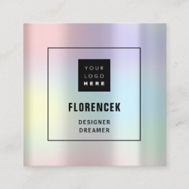 Anpassningsbarnas Logotyp QR CODE Holografisk Rosa Fyrkantigt Visitkort