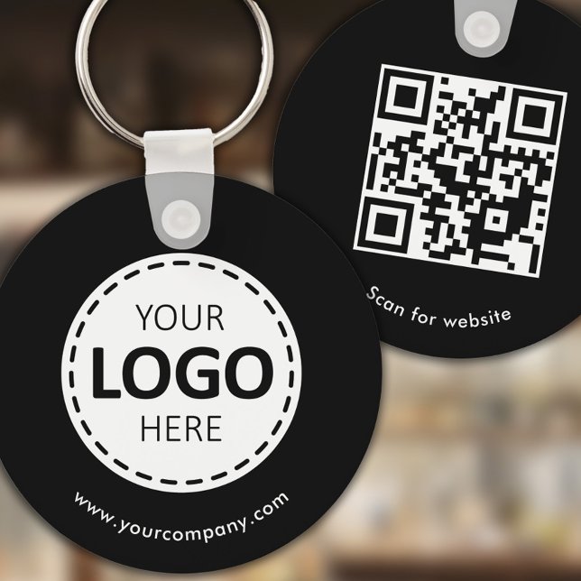 Anpassningsbarnas Logotyp, QR-kod och Text, Svart Nyckelring (Skapare uppladdad)