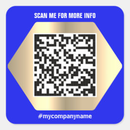 Anpassningsbarnas Logotyp QR-kod Scan Me Namn Guld Fyrkantigt Klistermärke