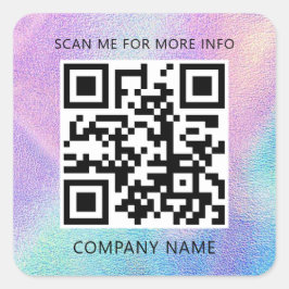 Anpassningsbarnas Logotyp QR-kod Scan Me Namn Holo Fyrkantigt Klistermärke
