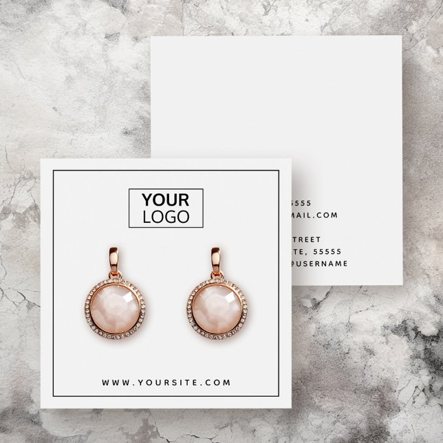 Anpassningsbarnas logotyp, tunt gräns örringskort  fyrkantigt visitkort (Custom logo thin black border earring display card)