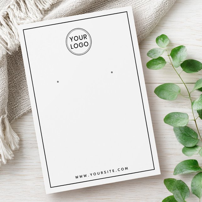 Anpassningsbarnas logotyp, tunt gräns örringskort  visitkort (Custom logo thin black border earring display card)