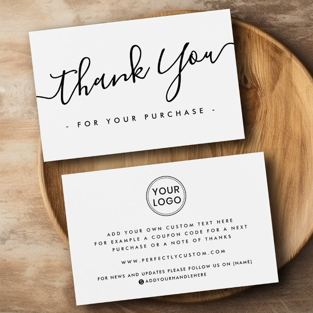 Anpassningsbarnas logotyp vit eller ett färg-tack  visitkort (Custom logo white or any color thank you insert)