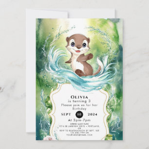 Anpassningsbarnas Lugn Otter Birthday Inbjudningar