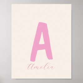 Anpassningsbarnas minimalistiska flicka-initialtry poster