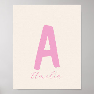 Anpassningsbarnas minimalistiska flicka-initialtry poster