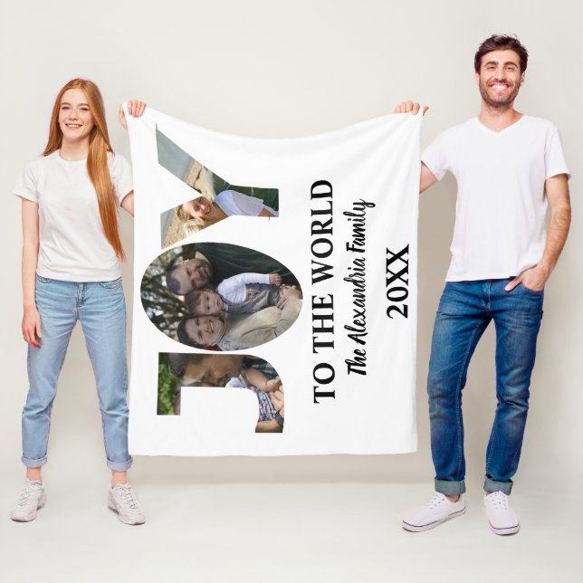 Anpassningsbarnas moderna 3-fotokollage - glädje f fleecefilt (På plats)