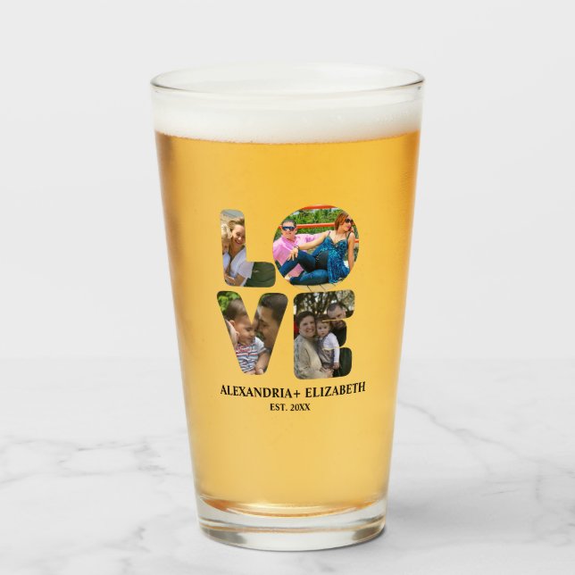 Anpassningsbarnas moderna kärlek 4-fotokollage för glaskopp (Framsida fylld)