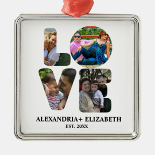 Anpassningsbarnas moderna kärlek 4-fotokollage för julgransprydnad metall