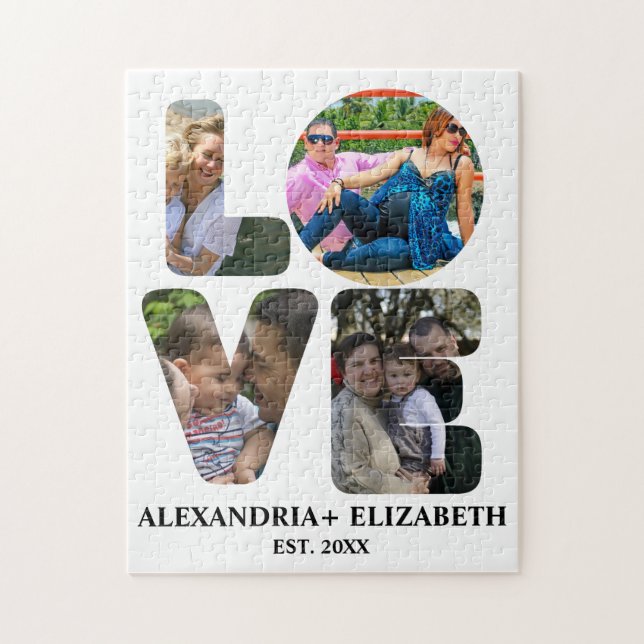 Anpassningsbarnas moderna kärlek 4-fotokollage för pussel (Vertikal)