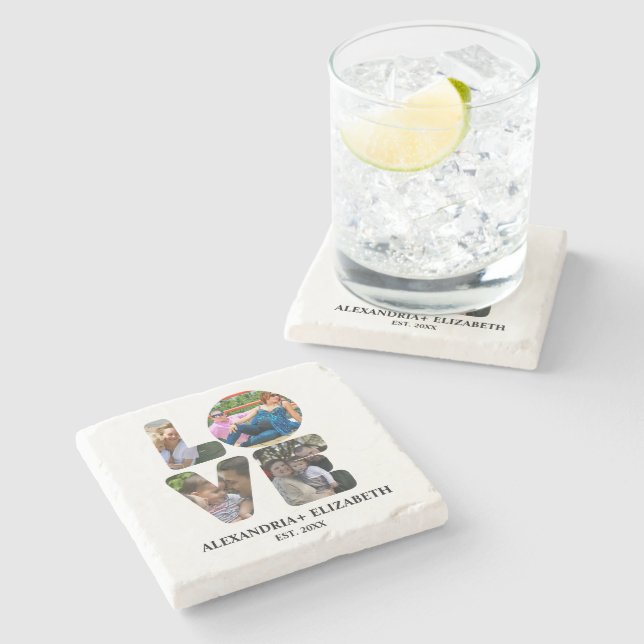 Anpassningsbarnas moderna kärlek 4-fotokollage för stenunderlägg (Sidan)