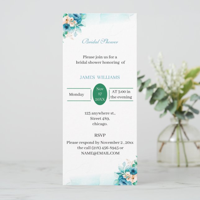 Anpassningsbarnas Möhippa, Elegant blå blomma Inbjudningar (Stående Fram)