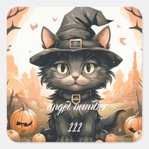 anpassningsbarnas nummer Halloween Black cat Fyrkantigt Klistermärke