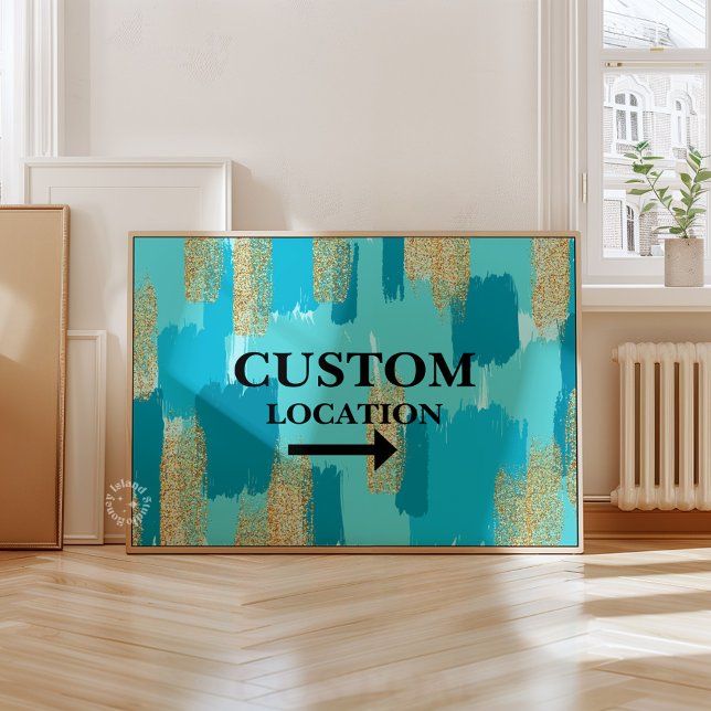 Anpassningsbarnas platsindikator Förordn./Blå Poster (Custom Location Sign Preppy Dorm Decor Blue)
