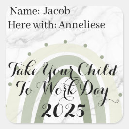 Anpassningsbarnas regnbåge Ta barn till arbetsdage Fyrkantigt Klistermärke