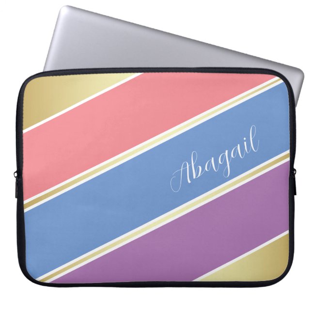 Anpassningsbarnas Rosa, Blue and Lavender Rand Art Laptop Fodral (Framsidan)