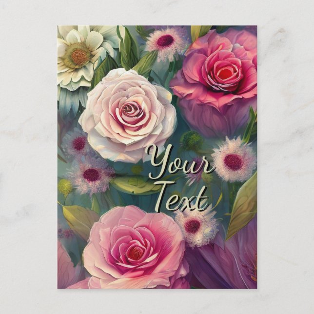 Anpassningsbarnas textblandad blomma 17-mall helg vykort (Framsida)