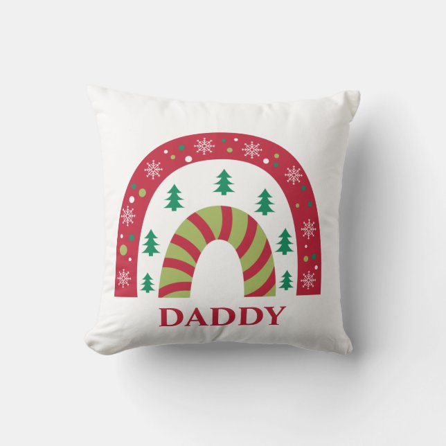 Anpassningsbarnas unika julboho-regnbåge för famil kudde (Framsida)