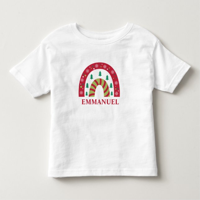Anpassningsbarnas unika julboho-regnbåge för famil t shirt (Framsida)