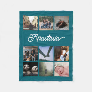 Anpassningsbarpersonligtypografi och fotoCollage Fleecefilt