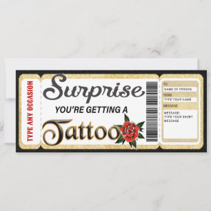 Anpassningsbart certifikat tatuering presentbiljet inbjudningar