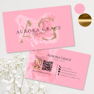 Anpassningsbart Guld & Rosa Monogram Företagskort Visitkort