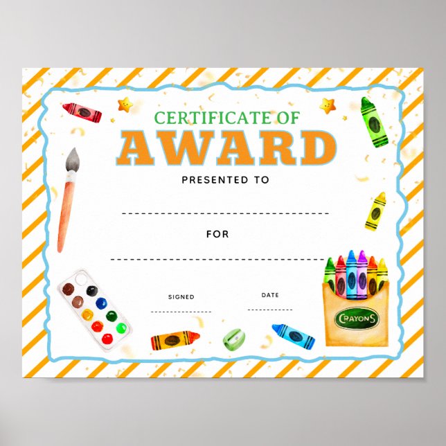 Anpassningsbart konstcertifikat utmärkelse rediger poster (Framsidan)