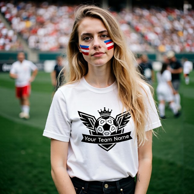 Anpassningsbart Logotyp för Damlag i Fotboll med B T Shirt (Add your team name to customise)