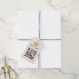 Anpassningsbart logotyp och QR-kod Mjukt varmt elf Presentetikett