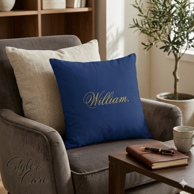 Anpassningsbart namn Navy Kastkudde för mysig deko Kudde (Customizable Name Navy Throw Pillow for Cozy Decor)