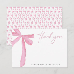 Anpassningsbart namn Rosa Båge bröllop Bröllopsdus Tack Kort