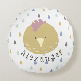 Anpassningsbart Namn Söt Kyckling Rund Kudde