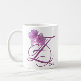 Anpassningsbart namn Zara rosa blommor retro stil Kaffemugg