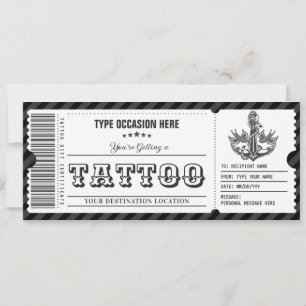 Anpassningsbart presentbevis för tatuering inbjudningar