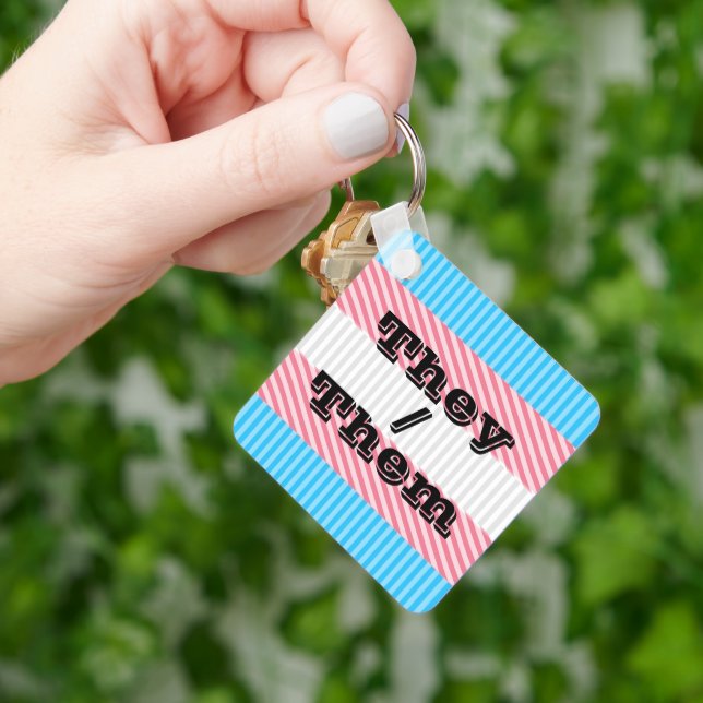 Anpassningsbart pronomen Boho-rand Transgender Sto Nyckelring (Hand)