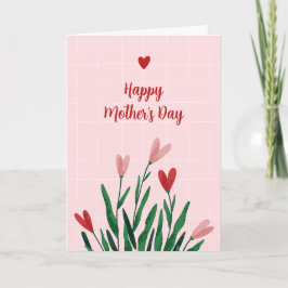 Anpassningsbart rosa blommigt morsdagskort helgkort