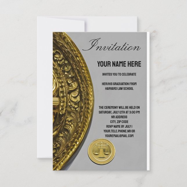 Anpassningsbart Studenten-kort för juridik Inbjudningar (Framsida)