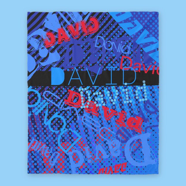 Anpassningsbart valfritt namn eller ord | Blå Svar Fleecefilt (Skapare uppladdad)