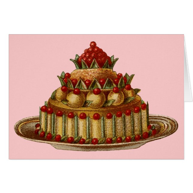 Anque Cookery Finare Dessert-körsbär Paj Hälsningskort (Framsidan Horizontal)