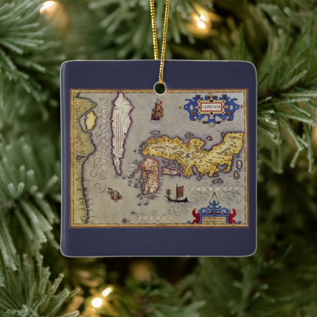 Anque Karta i Japan av Mercator och Hondius Julgransprydnad Keramik (Träd)