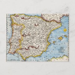 Anque Karta i Spanien och Portugal, cirka 1700-tal Vykort