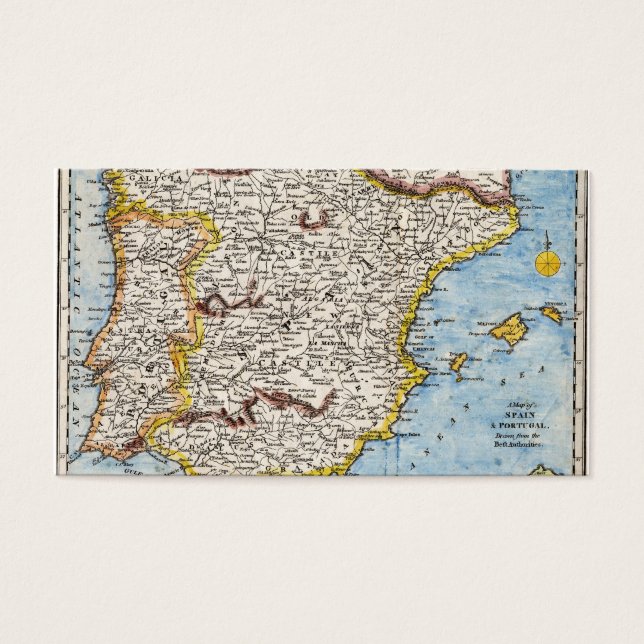 Anque Karta i Spanien och Portugal runt 1700-talet Visitkort (Framsidan)