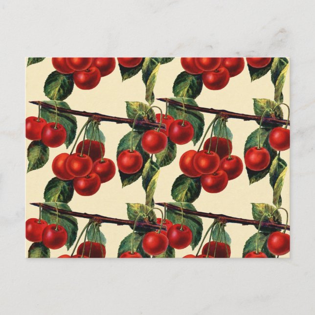 Anque Red Cherry Fruit Tapet design Vykort (Framsida)