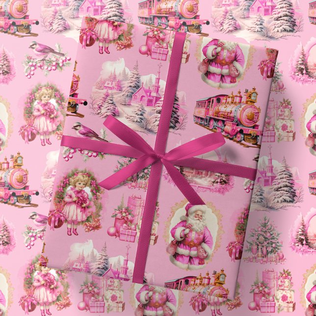 Anque Shock rosa Victorian jul Gift Wrap Presentpapper (Skapare uppladdad)