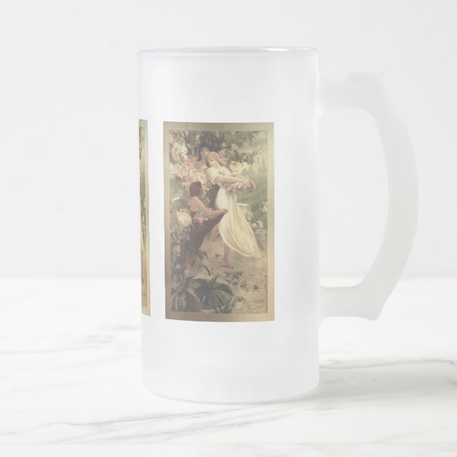 Anrit i Vår från Alphonse Mucha Frostat Ölglas (Höger)