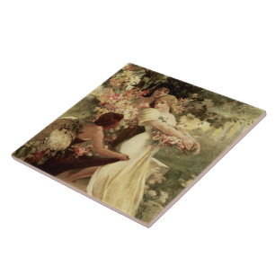 Anrit i Vår från Alphonse Mucha Kakelplatta