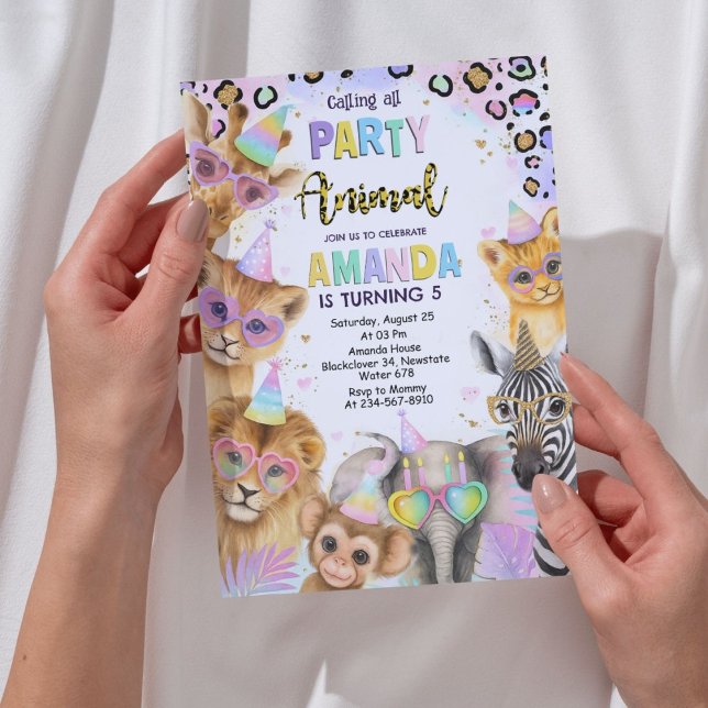 Anrop alla Party-djur - Jungle Safari Birthday Inbjudningar ( Calling All Party Animals - Jungle Safari Birthday)