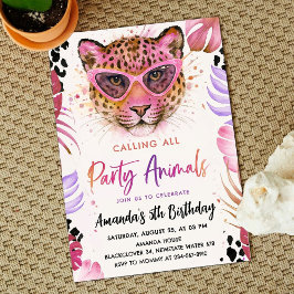 Anrop alla Party-djur - Leopard Birthday Inbjudningar