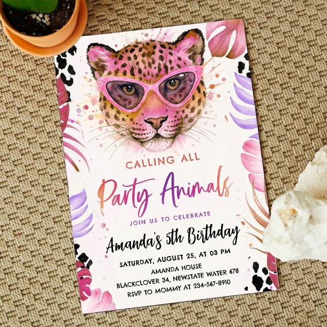 Anrop alla Party-djur - Leopard Birthday Inbjudningar (Calling All Party Animals - Leopard Birthday Invitation)